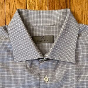 Canali Recent Men's Gray Patterned Dress Shirt 16.5 Spread Collar Italy Cotton